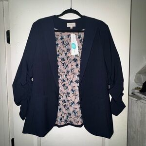 skies are blue raja collarless blazer navy XL